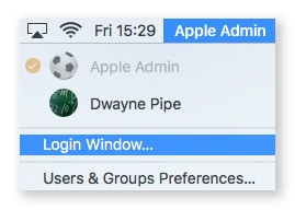 apple admin login window
